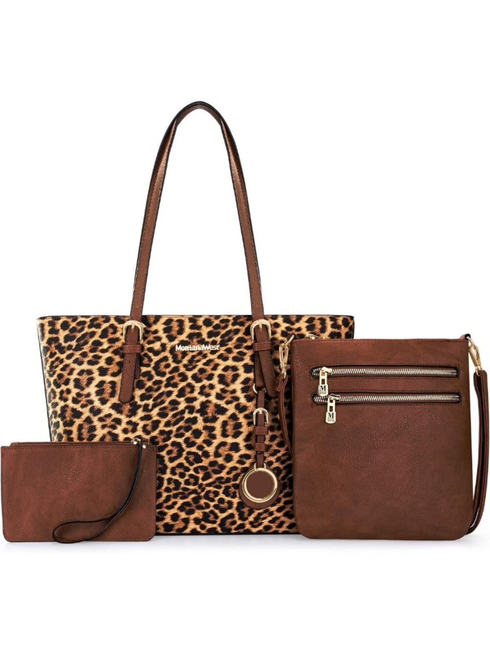 Leopard Print Tote Bag & Wallet Set for Women | Stylish Crossbody Satchel